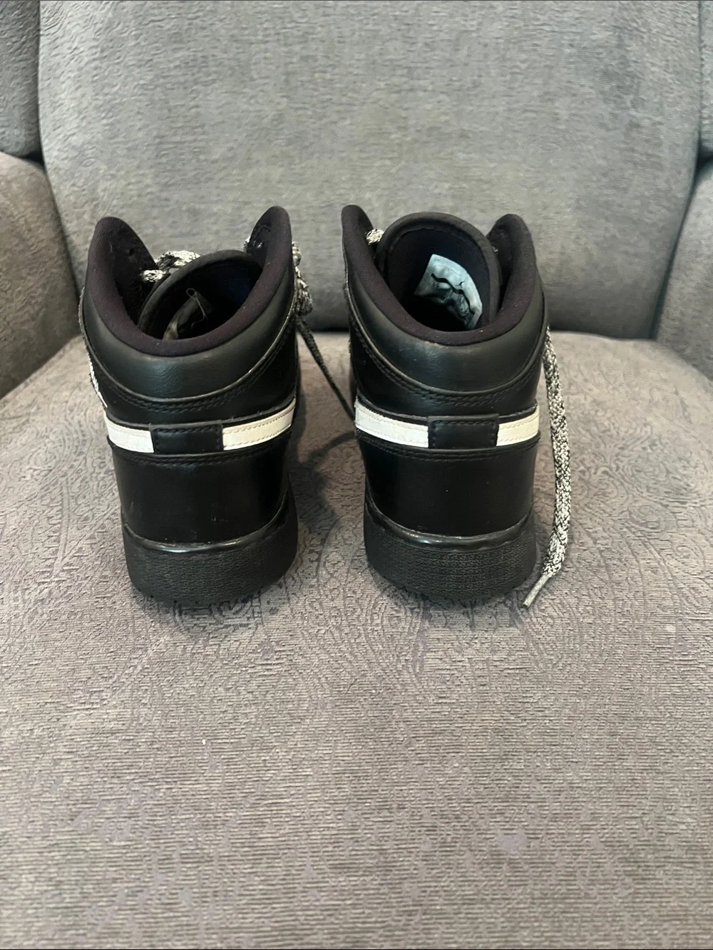 Nike Kids Black High-Top Sneakers with White Swoosh